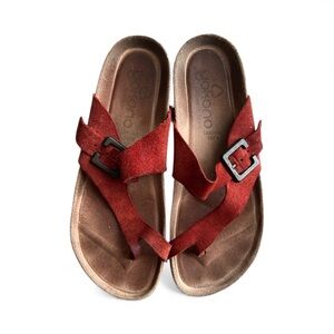 Yokono leather sock made in Spain Red Sandals Sz 8